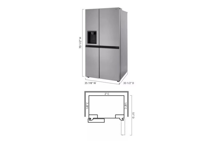 36-inch Wide Side-by-Side Refrigerator – 27 cu. ft. – LHSXS2706S
